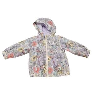 Baby Girl First Impressions Purple Floral Windbreaker Jacket | Size 12 Months